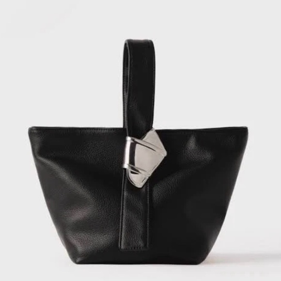 MERIT BRANDON MAXWELL Handbags - Merit X Brandon Maxwell Black Vegan Leather‎ Mini Bag Handbag Metal Knot